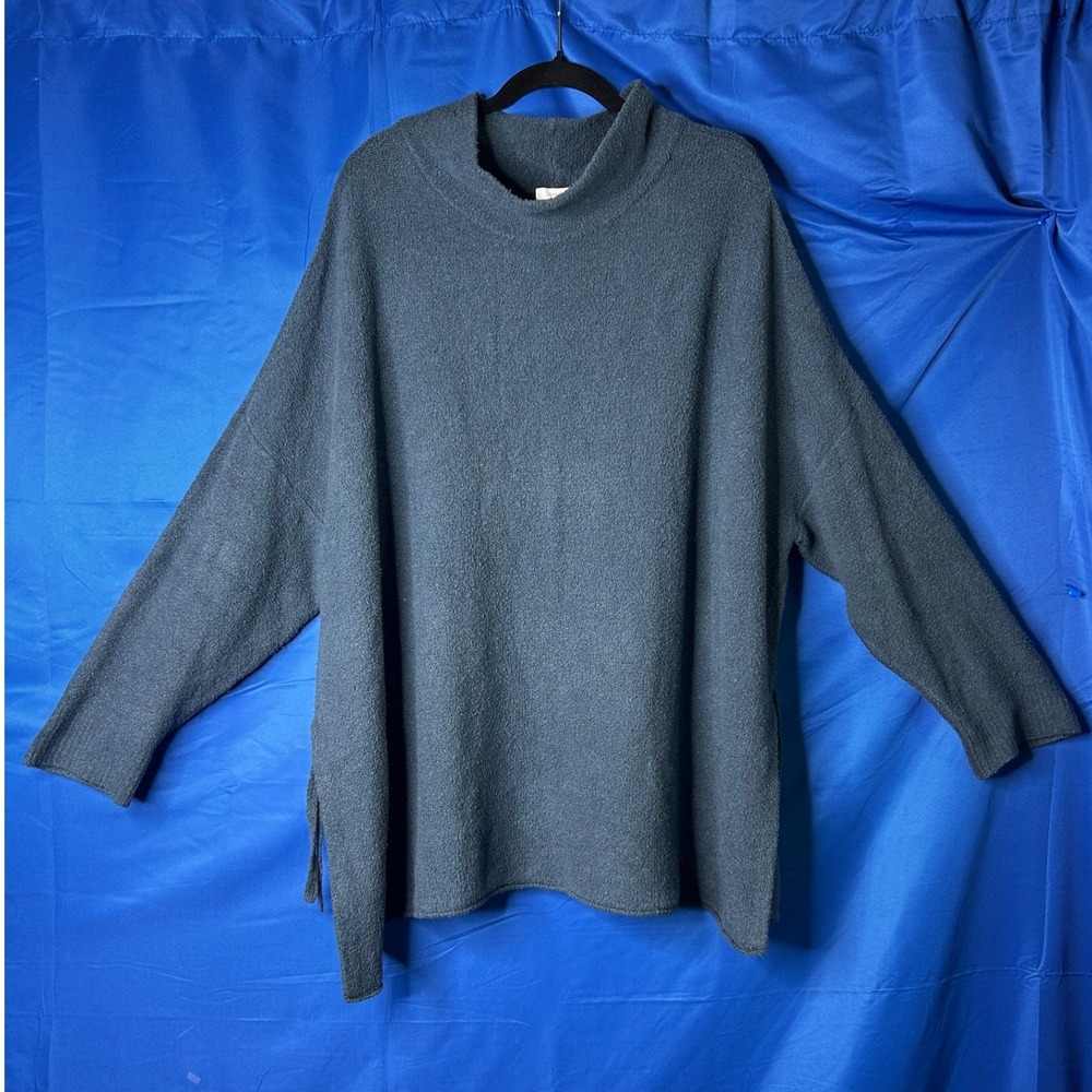 J Jill Women Teal Side Tie Oversized Tunic Sweater One Size Lagenlook Minimalist - Picture 11 of 11